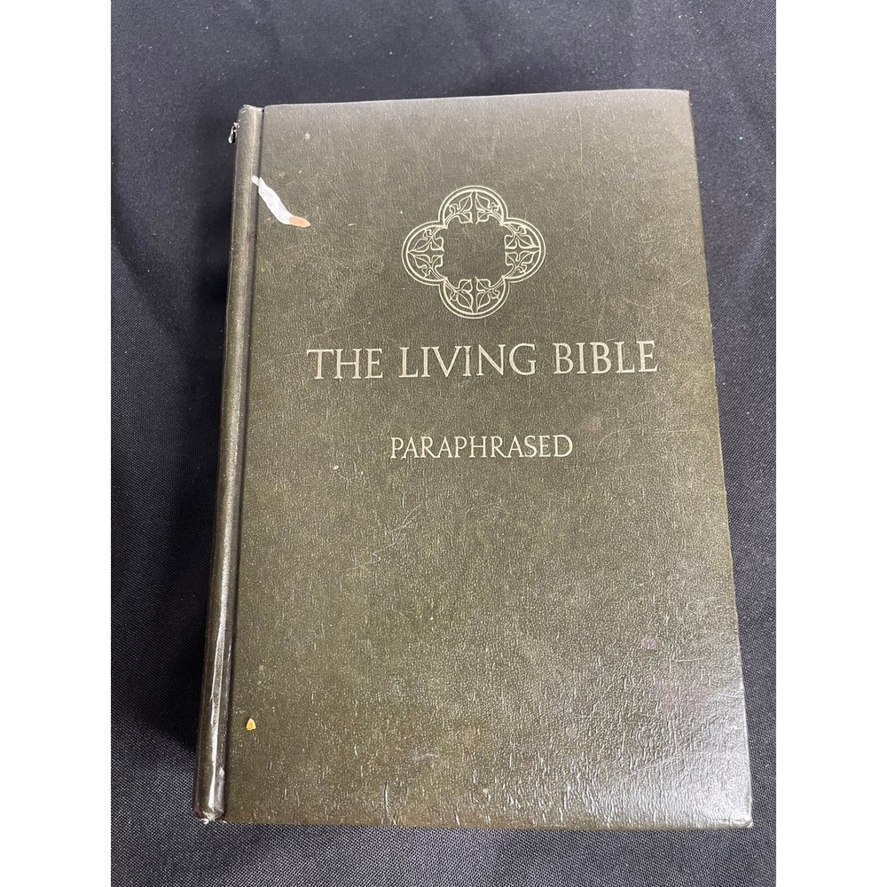 Vintage 1973 The Living Bible Paraphrased Tyndale House Hardcover Olive Green